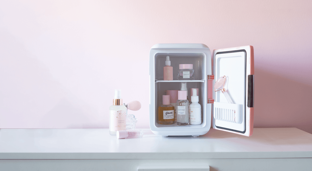 a cosmetics fridge for storing skincare products for chilled and refreshed skin. Best skincare fridge that helps with puffy eyes and inflamed skin. Helps you achieve radiant glowing skin and works better than ice facials